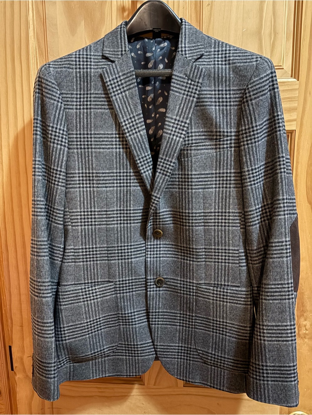 RW&CO. Gray and Navy Blue Plaid Men's Blazer